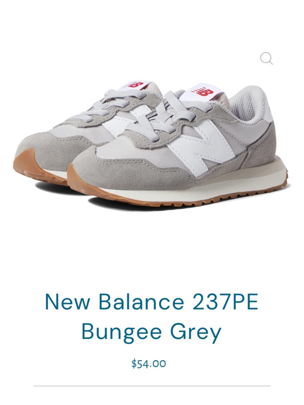 New Balance Little Kids 237PE Sneakers in Bungee Grey / Tennis Shoes